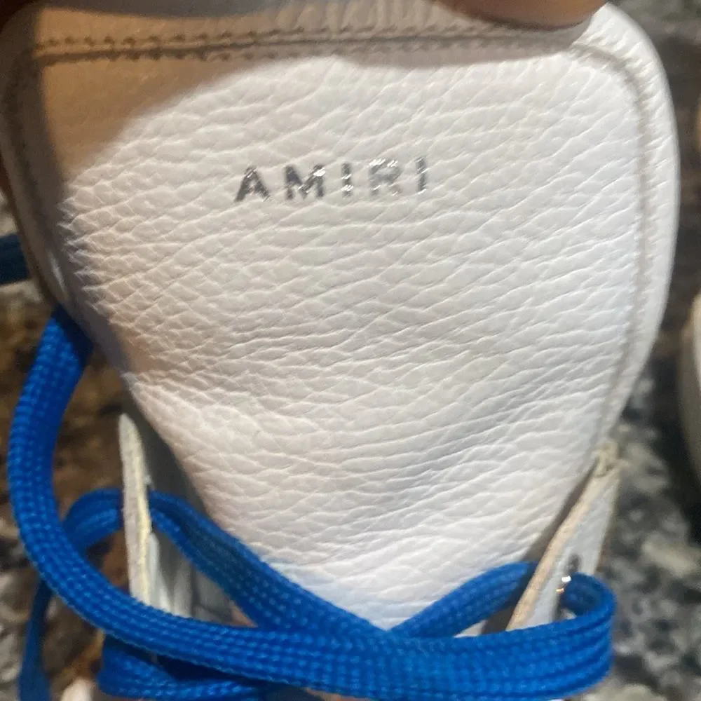 Amiri white brown leather leopard print sunset high top sneakers men sz 38